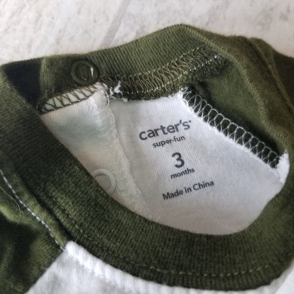 Born to Explore Carter's 3 mo olive green and yellow short/shirt set - Picture 7 of 16